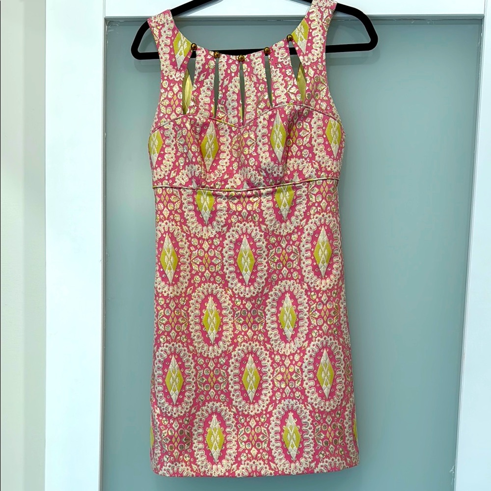 Milly Pink and Yellow Mini Cocktail Dress